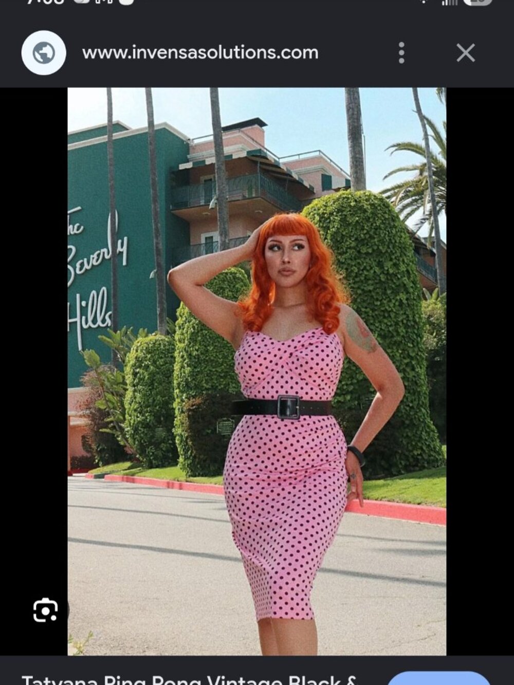 Tatyana Pink and Black Polka Dot Midi Dress